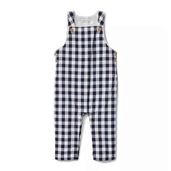 Janie & Jack Merchant Marine Gingham Overall Romper Baby Girl 18 24 Months Blue - Picture 1 of 10